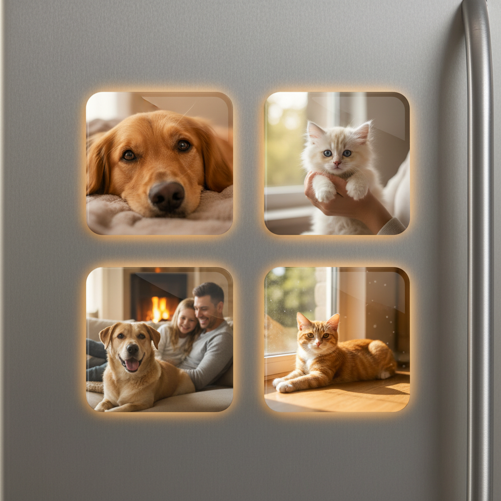 Cozy pet photos with warm lighting