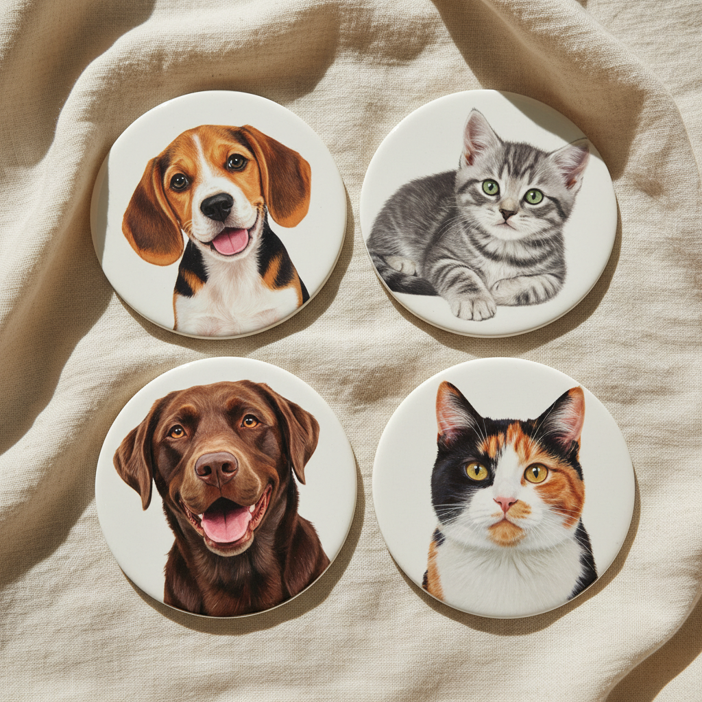 Pet Coasters on Fabric