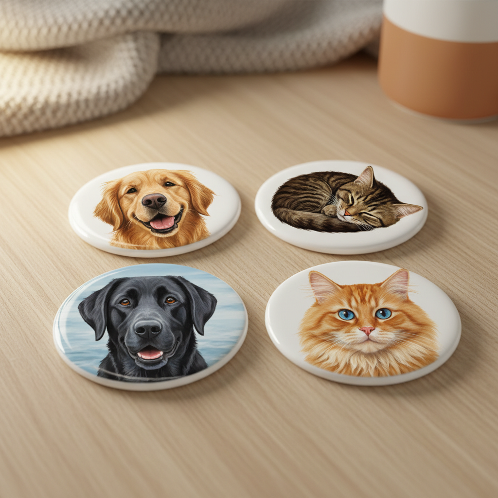 Pet Coasters on Wood