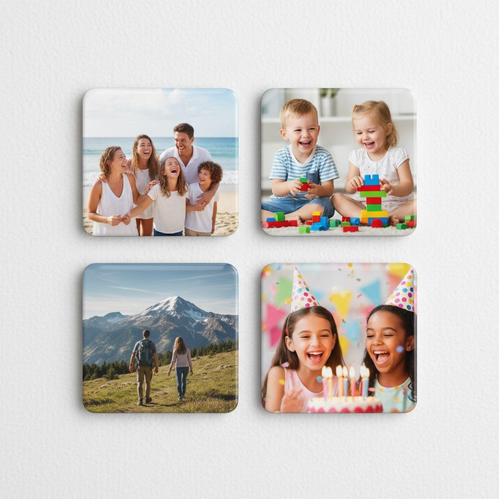 Set of 4 square photo magnets