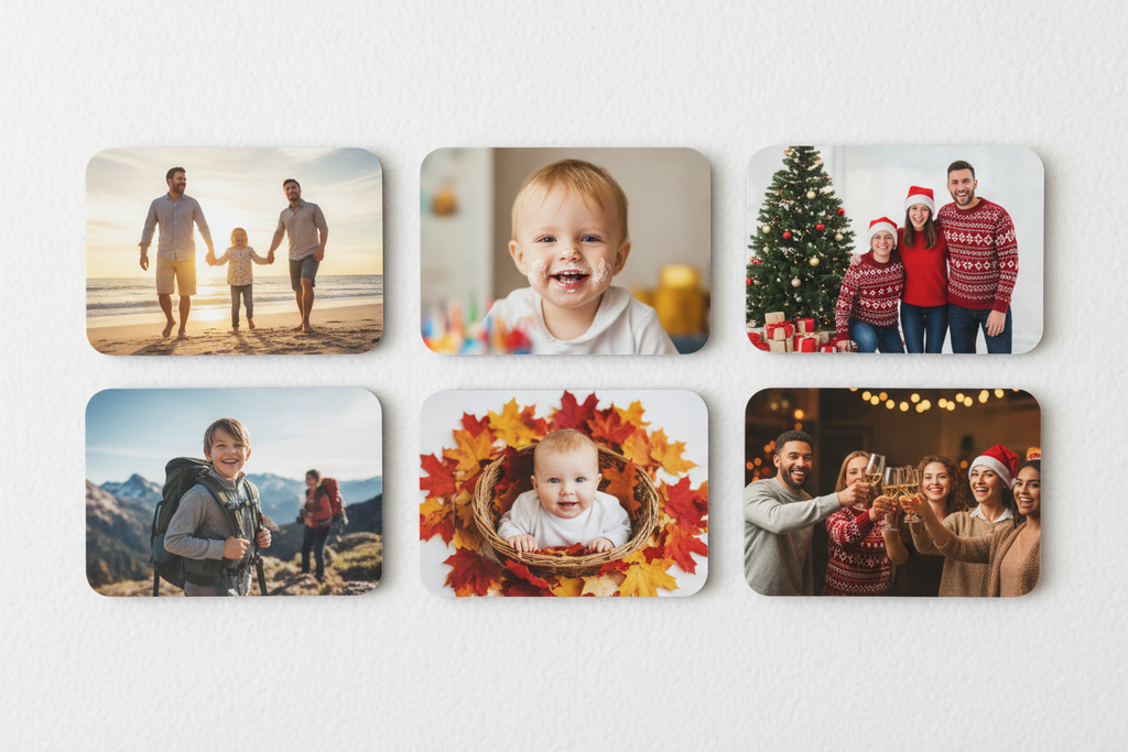 Set of 6 rectangular photo magnets