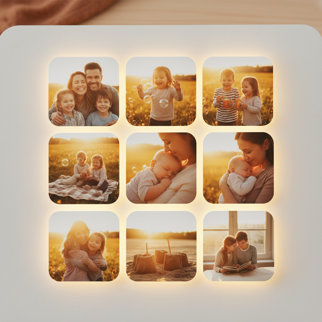 Warm golden-hour family moments magnets
